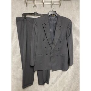 Kuppenheimer Suit Men 42R Blue Gray Double Breasted Wool Premier 37X30 P Luxury